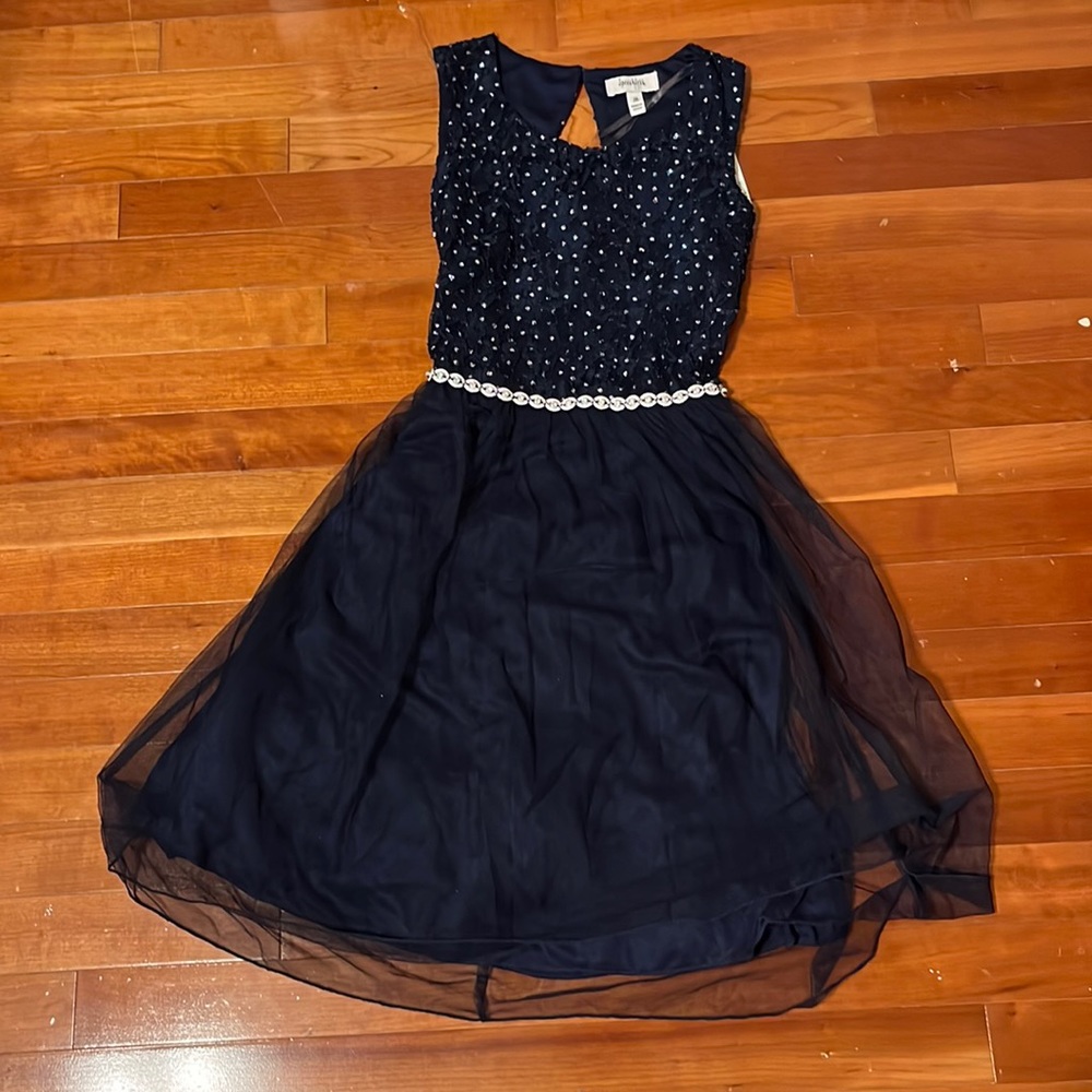 Black Navy Dress with silver sparkles